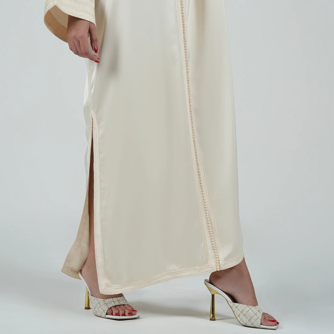 Luxury Kaftan Dress for Women Cream White Color