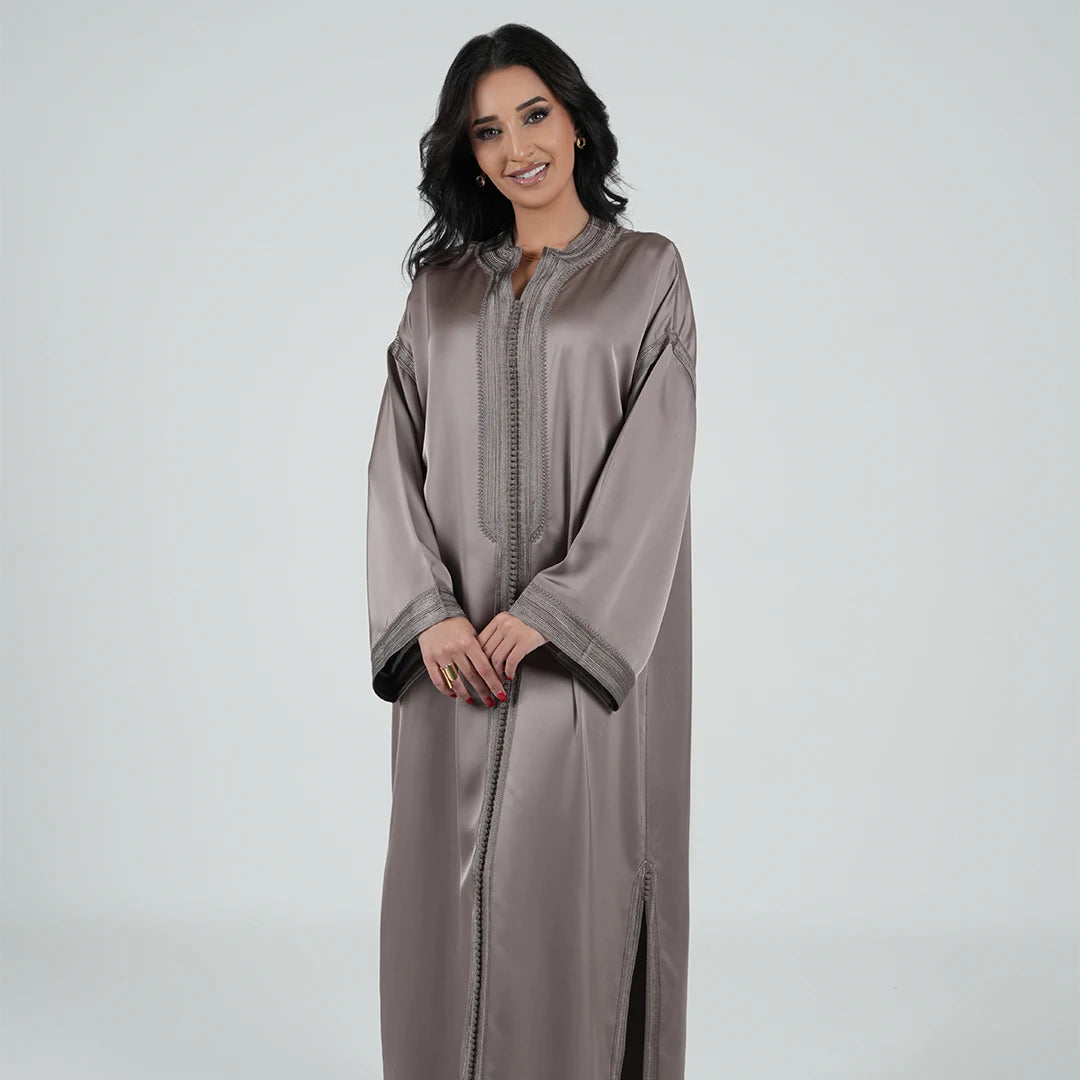Luxury Kaftan Dress for Women Mocha Gray Color