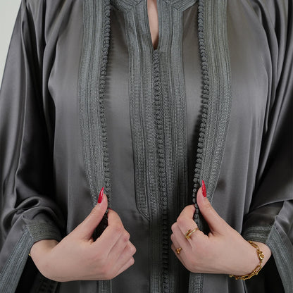 2 Piece Luxury Kaftan Set for Women Charcoal Gray Color