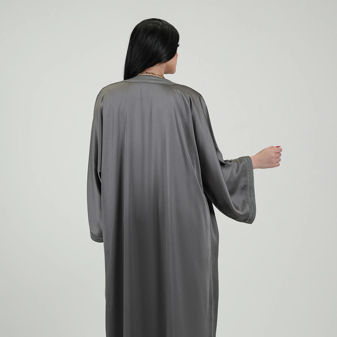 2 Piece Luxury Kaftan Set for Women Charcoal Gray