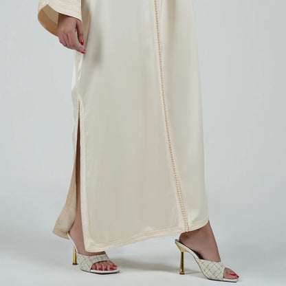 Luxury Kaftan Dress for Women Cream White Color