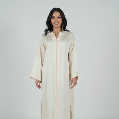 Luxury Kaftan Dress for Women Cream White Color