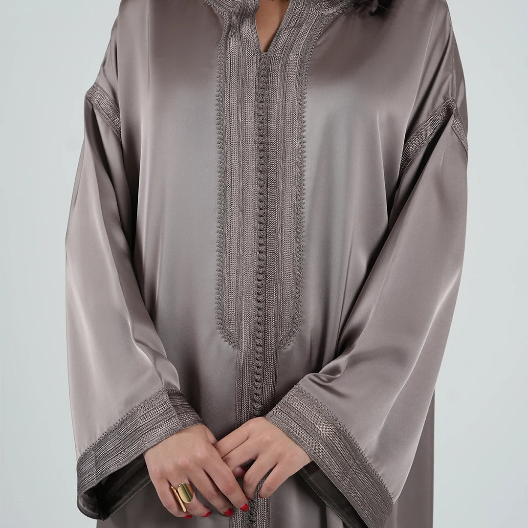 Luxury Kaftan Dress for Women Mocha Gray Color