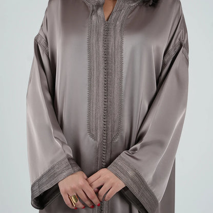Luxury Kaftan Dress for Women Mocha Gray Color