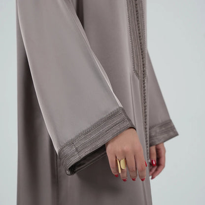 Luxury Kaftan Dress for Women Mocha Gray Color