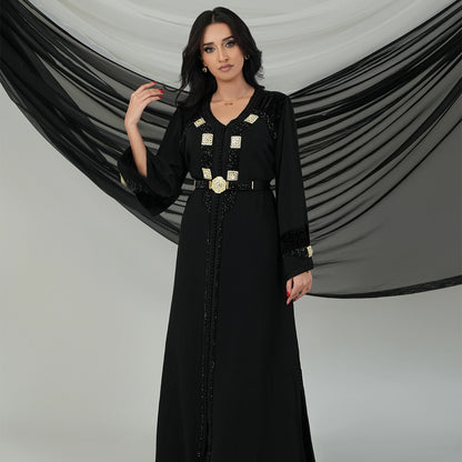 Luxury Kaftan Dress for Women Black &amp; Gold Color